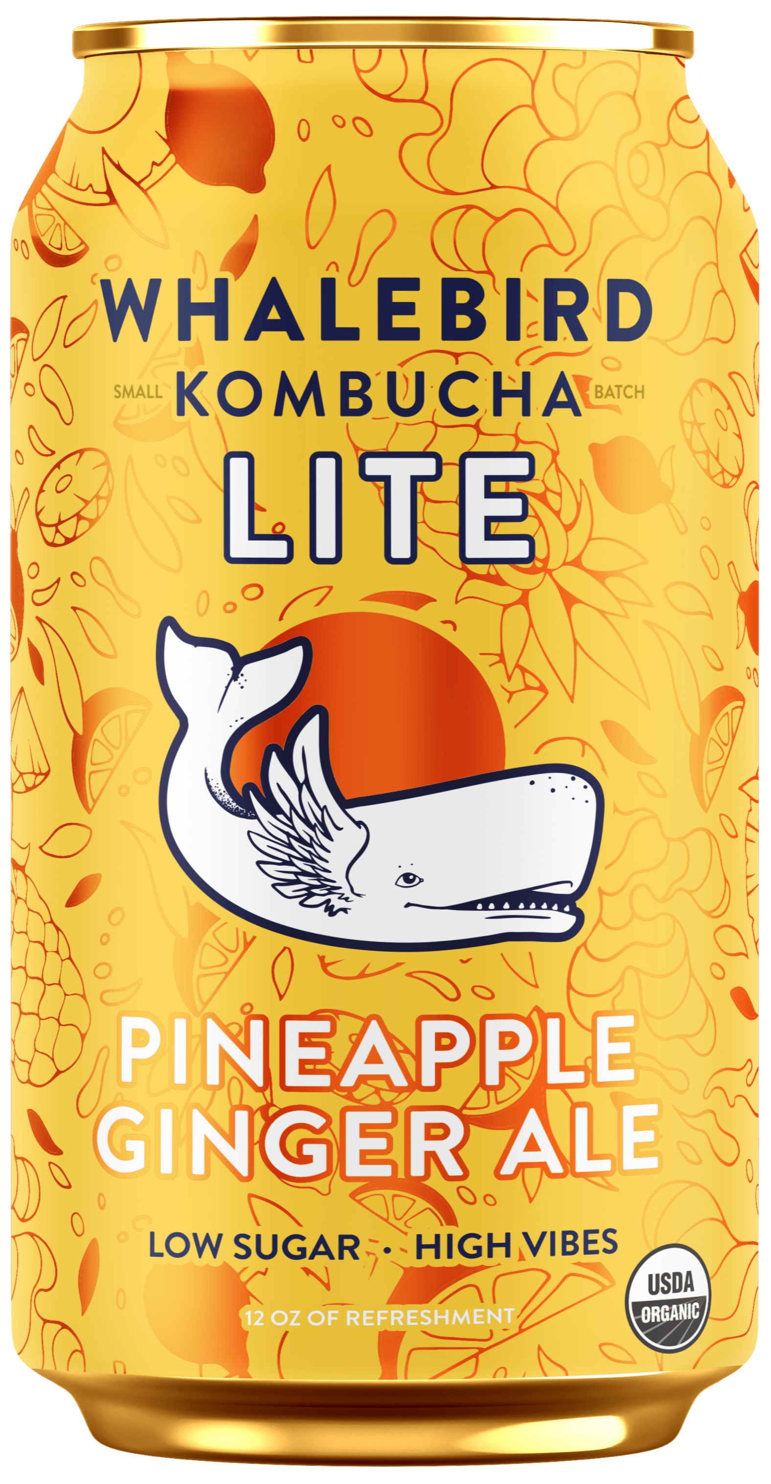 Wholesale Cans: Pineapple Ginger Ale 48/CS – Whalebird Kombucha